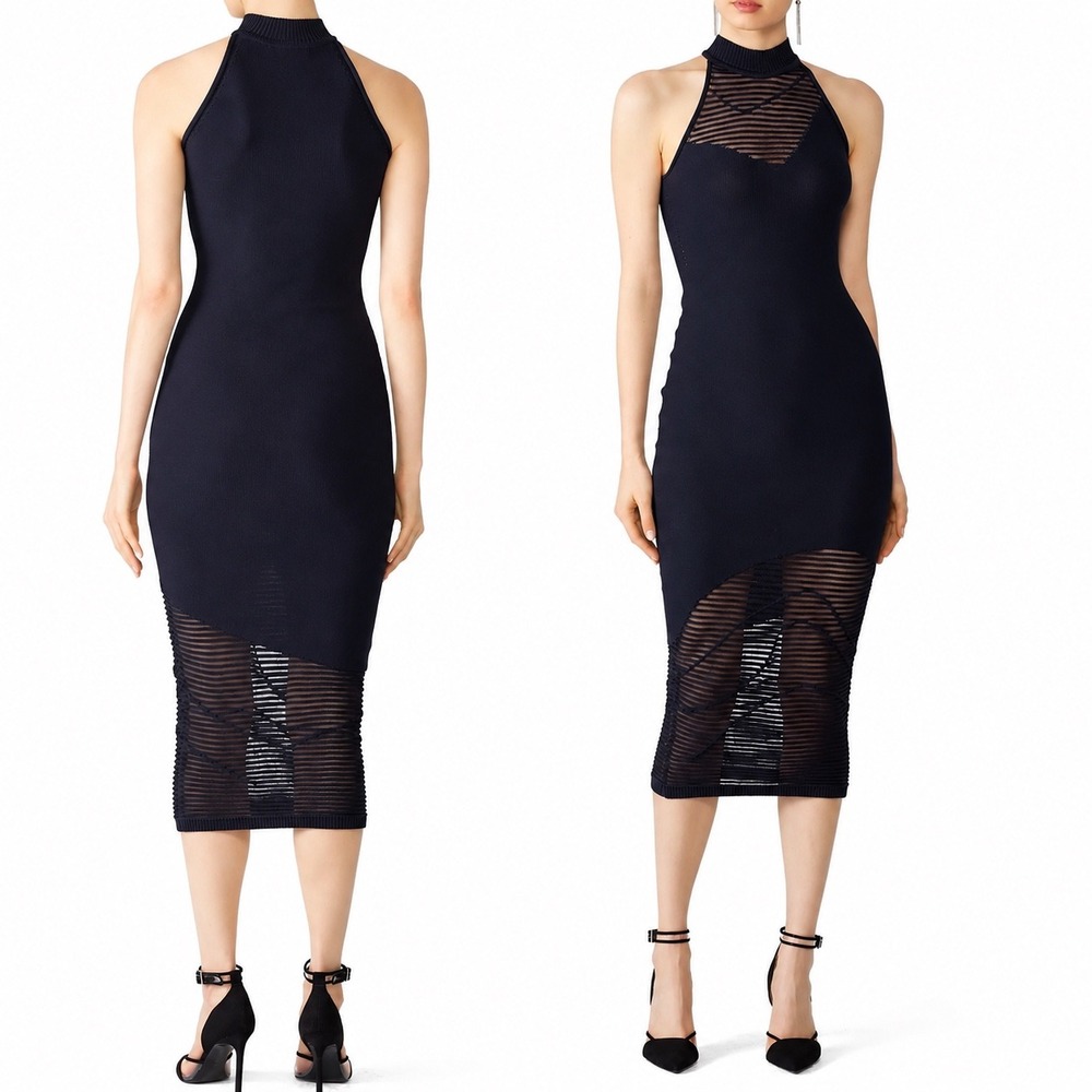 Cushnie Et Ochs Bodycon Caster Shadow Midi Dress XS Seen On Lady Gaga Designer